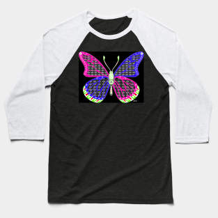 black butterfly ecopop arts in mexican pattern Baseball T-Shirt